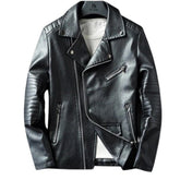 Veste en cuir de vachette classique asymétrique pour homme